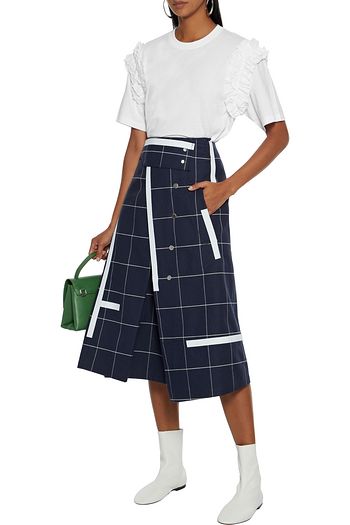 VICTORIA, VICTORIA BECKHAM Ruffled poplin-trimmed cotton-jersey top