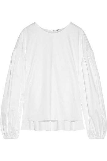 ADAM LIPPES Gathered cotton-poplin blouse