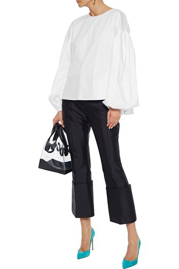 ADAM LIPPES Gathered cotton-poplin blouse