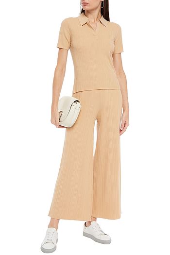 NINETY PERCENT Ribbed Lyocell-blend wide-leg pants