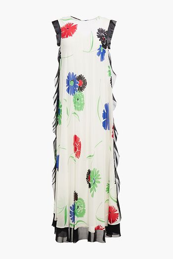 REDVALENTINO Ruffled floral-print silk-blend chiffon midi dress