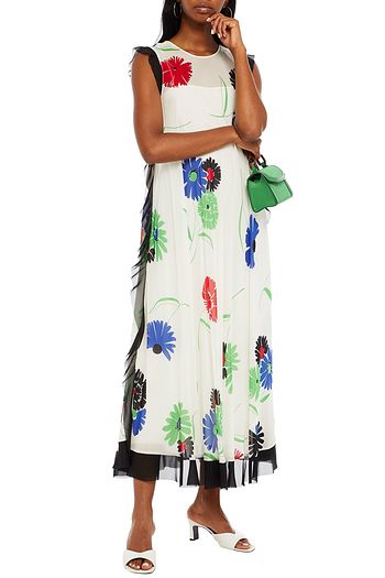 REDVALENTINO Ruffled floral-print silk-blend chiffon midi dress