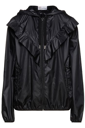 REDVALENTINO Ruffled shell hooded jacket