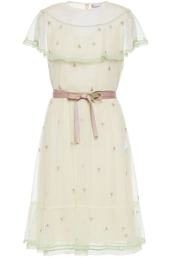 REDVALENTINO Ruffled embroidered tulle dress