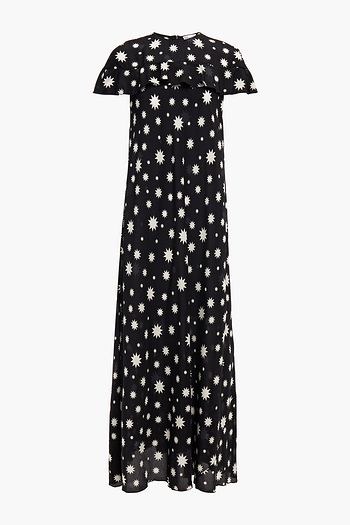 REDVALENTINO Ruffled printed silk crepe de chine midi dress