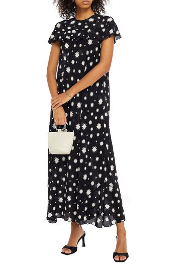 REDVALENTINO Ruffled printed silk crepe de chine midi dress
