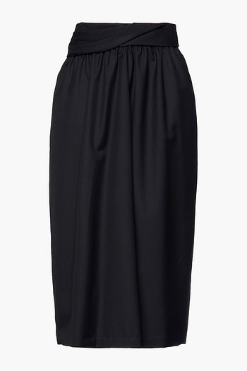 3.1 PHILLIP LIM Twist-front gathered wool-blend twill midi skirt