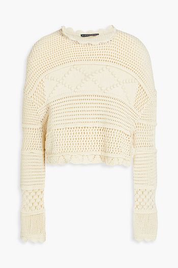 ALEXACHUNG Cutout cotton-blend crochet top