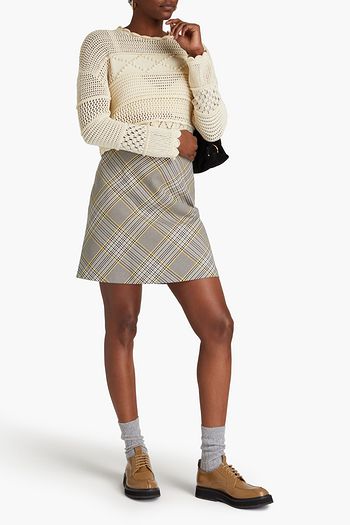 ALEXACHUNG Cutout cotton-blend crochet top