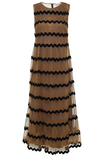 REDVALENTINO Rickrack-trimmed point d'esprit midi dress