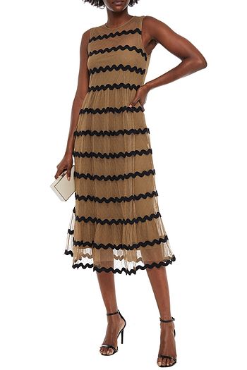 REDVALENTINO Rickrack-trimmed point d'esprit midi dress