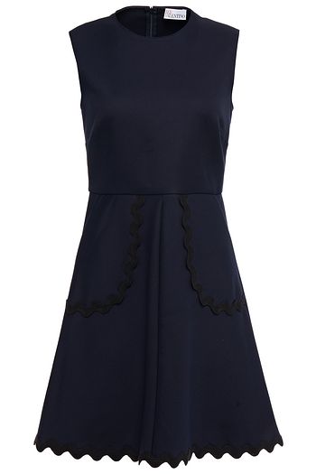 REDVALENTINO Rickrack-trimmed cotton-blend crepe mini dress