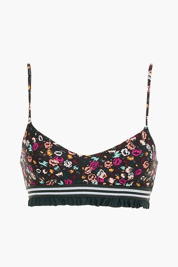 THE UPSIDE Gardenia ruffled floral-print stretch bra top