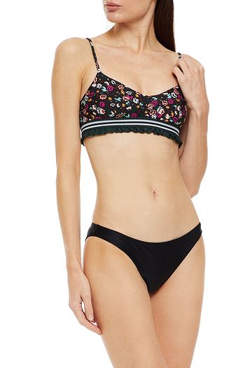 THE UPSIDE Gardenia ruffled floral-print stretch bra top