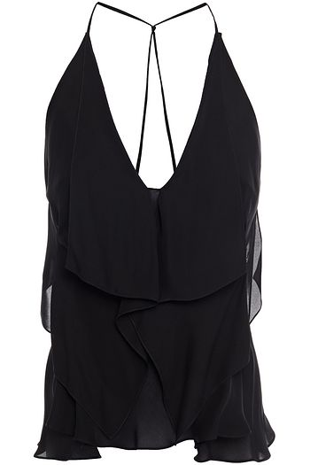 ROLAND MOURET Zenna ruffled silk crepe de chine camisole