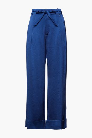 ROLAND MOURET Perkins hammered silk-blend satin wide-leg pants
