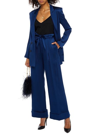 ROLAND MOURET Perkins hammered silk-blend satin wide-leg pants