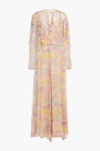 REDVALENTINO Ruffled printed silk-chiffon maxi dress