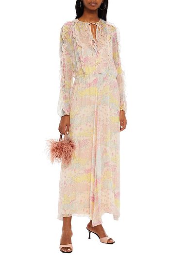 REDVALENTINO Ruffled printed silk-chiffon maxi dress
