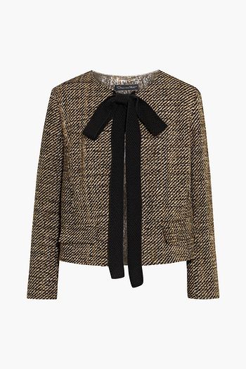 OSCAR DE LA RENTA Pussy-bow metallic tweed jacket