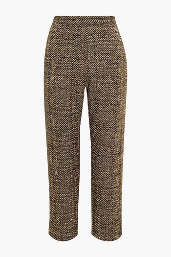 OSCAR DE LA RENTA Cropped metallic tweed straight-leg pants