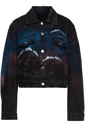 AMIRI Embellished distressed printed denim jacket
