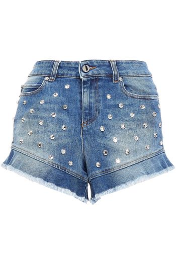 REDVALENTINO Crystal-embellished denim shorts