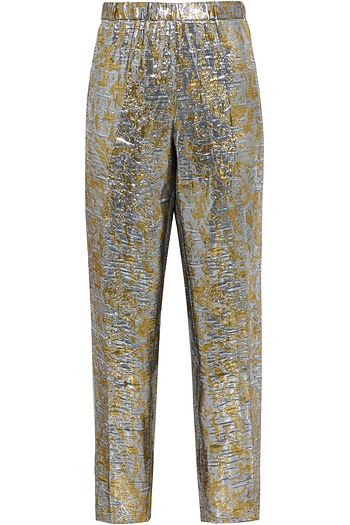 DRIES VAN NOTEN Metallic silk-blend brocade tapered pants