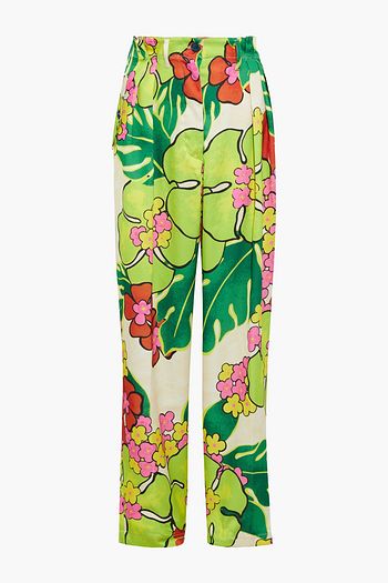 DRIES VAN NOTEN Poska floral-print satin-crepe straight-leg pants