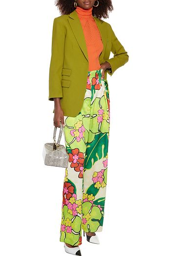 DRIES VAN NOTEN Poska floral-print satin-crepe straight-leg pants