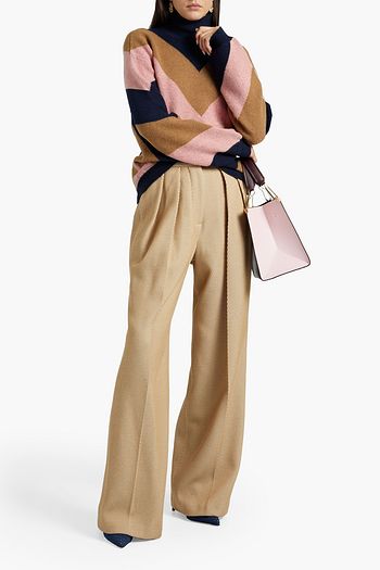 VICTORIA, VICTORIA BECKHAM Color-block wool-blend turtleneck sweater