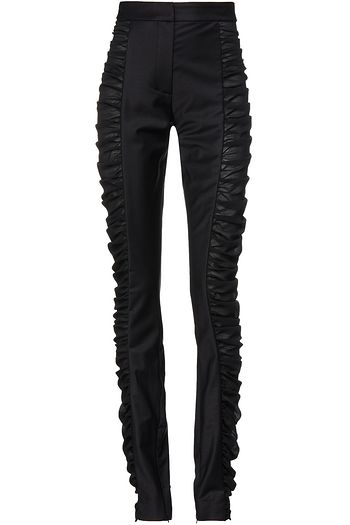 16ARLINGTON Georgette-paneled ruched wool-blend skinny pants