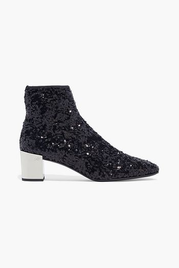 ROGER VIVIER Polly sequined stretch-knit ankle boots