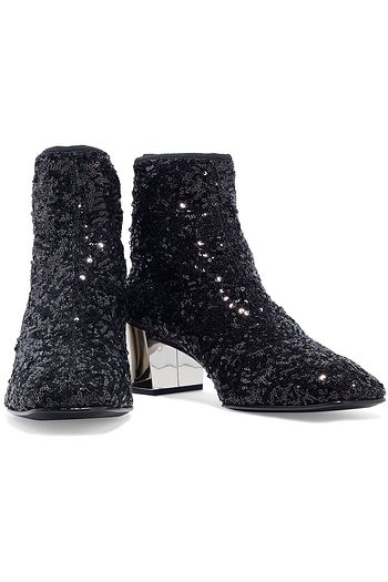 ROGER VIVIER Polly sequined stretch-knit ankle boots