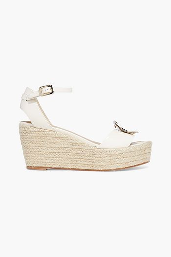 ROGER VIVIER Corda Chips glossed-leather espadrille wedge sandals