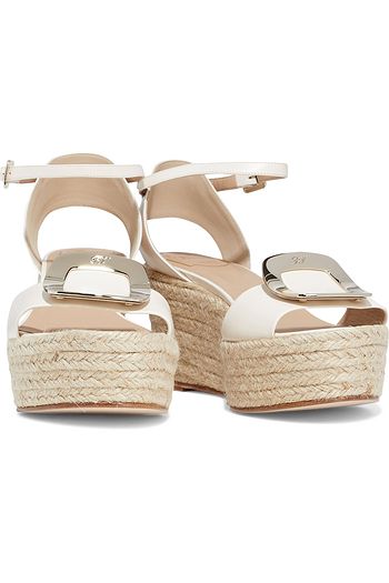 ROGER VIVIER Corda Chips glossed-leather espadrille wedge sandals