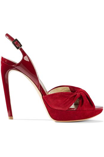 ROGER VIVIER Drapery twisted patent-leather and suede platform slingback sandals
