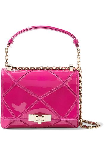 ROGER VIVIER Prismick appliquéd patent and textured-leather shoulder bag
