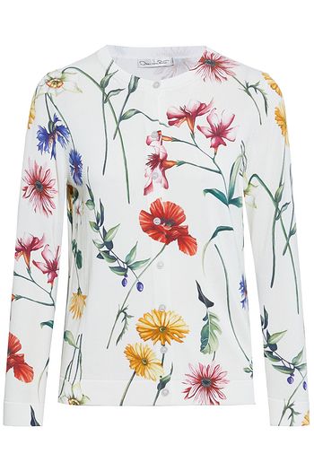 OSCAR DE LA RENTA Floral-print knitted cardigan