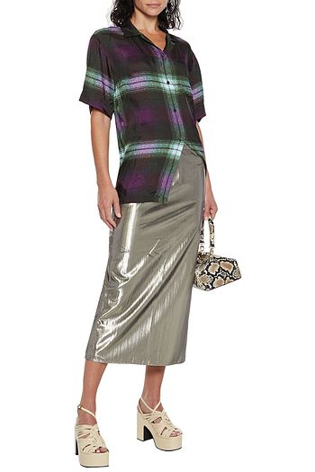 DRIES VAN NOTEN Clive oversized checked silk-twill shirt
