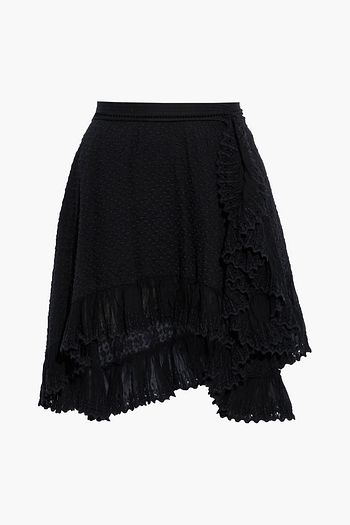 ISABEL MARANT Zanna asymmetric ruffled broderie anglaise cotton mini skirt