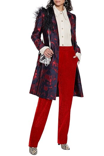 DRIES VAN NOTEN Palaco velvet-jacquard straight-leg pants
