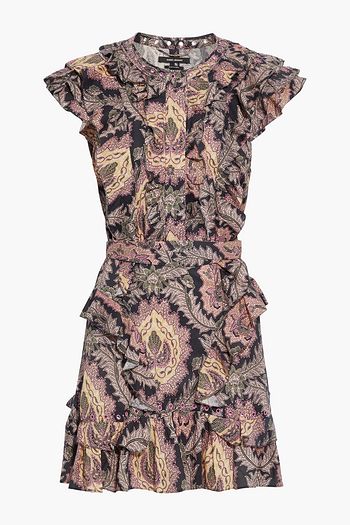 ISABEL MARANT Xanity ruffled eyelet-embellished printed cotton mini dress