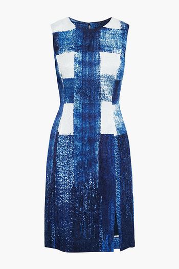 OSCAR DE LA RENTA Checked cotton-blend jacquard dress