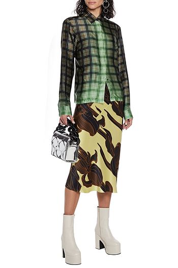 DRIES VAN NOTEN Suzen floral-print silk-satin midi skirt