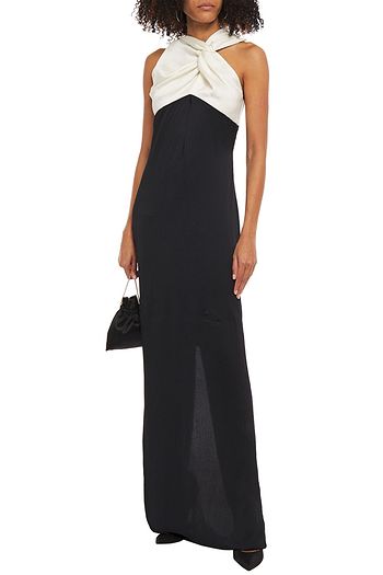 ROLAND MOURET Gazella twisted hammered stretch-silk satin gown