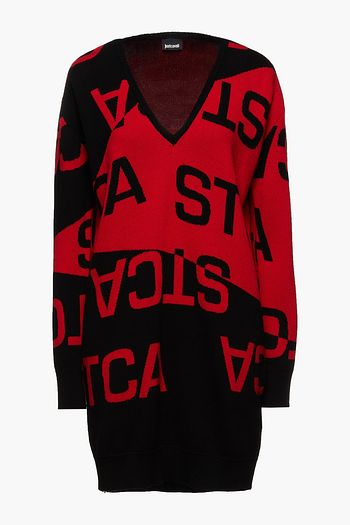 JUST CAVALLI Jacquard-knit cotton mini dress
