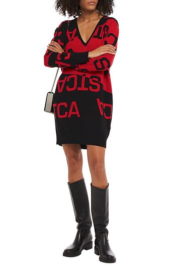 JUST CAVALLI Jacquard-knit cotton mini dress