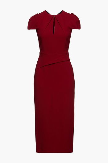 ROLAND MOURET Eppleton cutout pleated stretch-crepe midi dress
