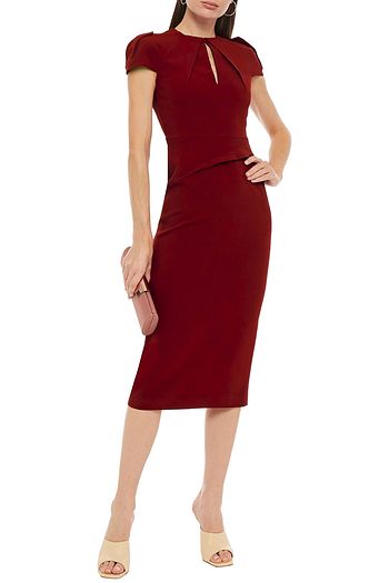 ROLAND MOURET Eppleton cutout pleated stretch-crepe midi dress